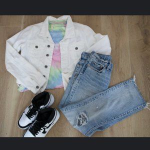 Neon Blonde White Denim Jacket